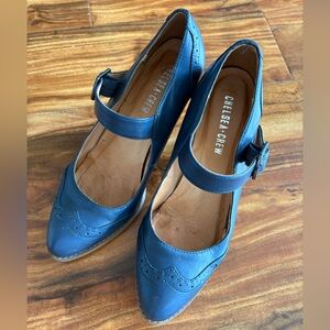 Chelsea Crew Women’s Navy Blue Mary Jane Oxford Heels 39 8 Anthropologie Shoes